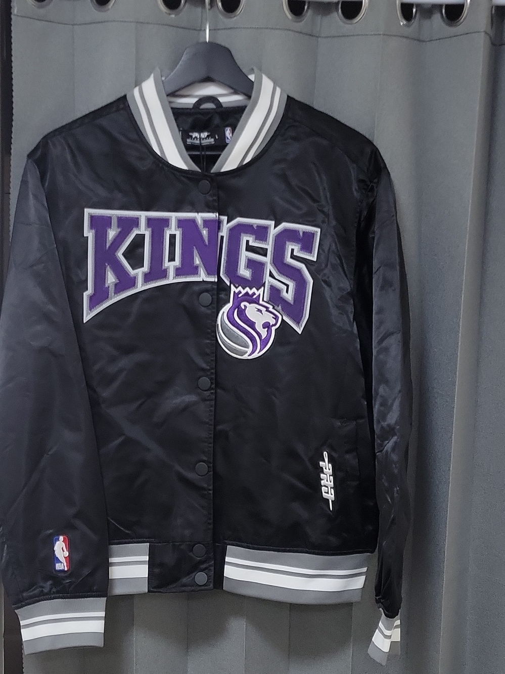 Sacramento Kings Black & Purple Satin Varsity Jacket